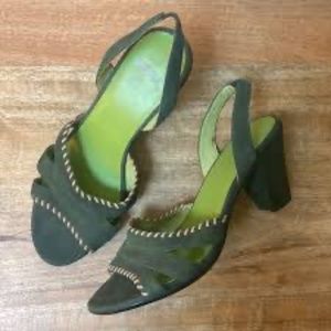 ISO Camper Green Suede Slingback Heels Size 39
